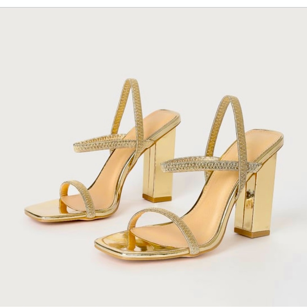 Lulu's Gold Strappy Heels